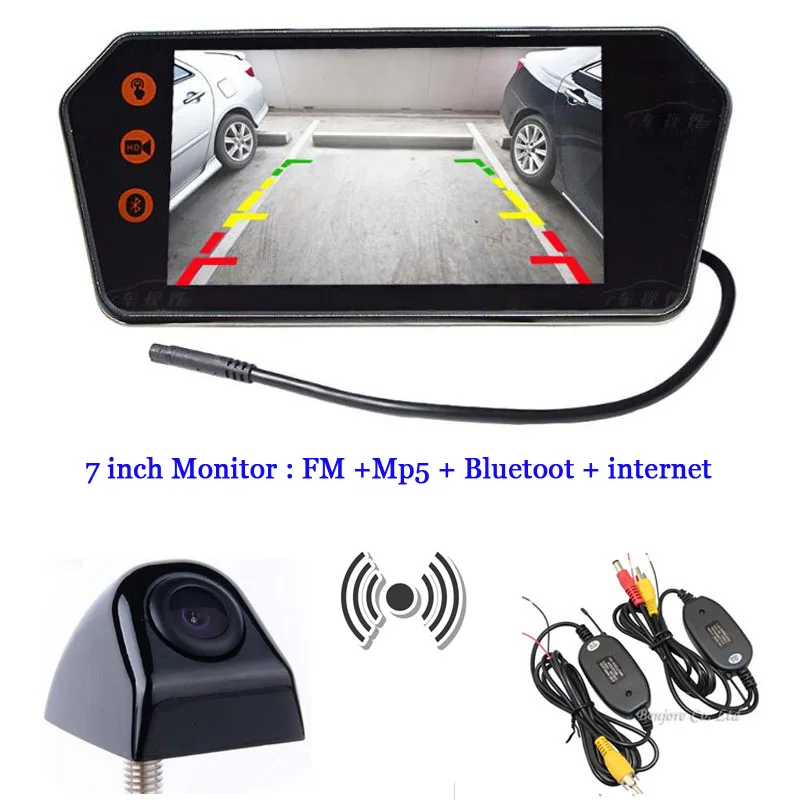 7 дюймовый TFT ЖК монитор заднего вида Зеркало сенсорный Sreen TF USB Bluetooth MP5 Интернет +