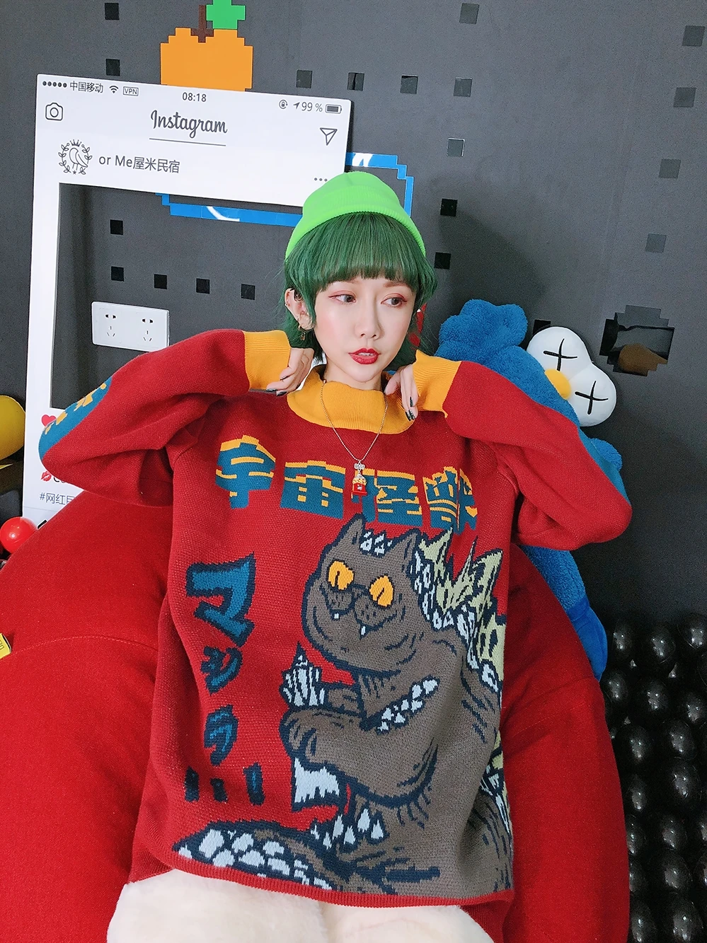 Новинка 2019 милый детский жаккардовый очень популярный красный свободный свитер