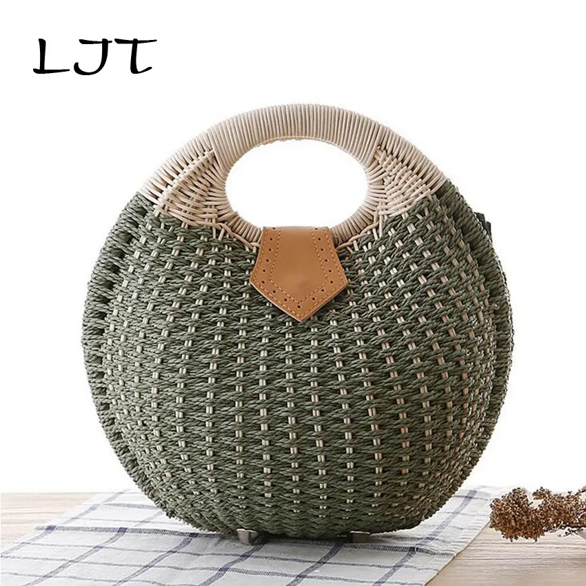 LJT Женская пляжная сумка из ротанга женская модная в виде ракушки Дамская