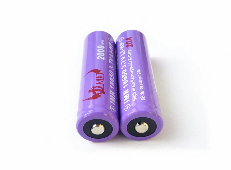Заводская розетка высокого качества 18650 20A IMR 3,7 v 2000 mah перезаряжаемая заряжаемая литий-ионная батарея