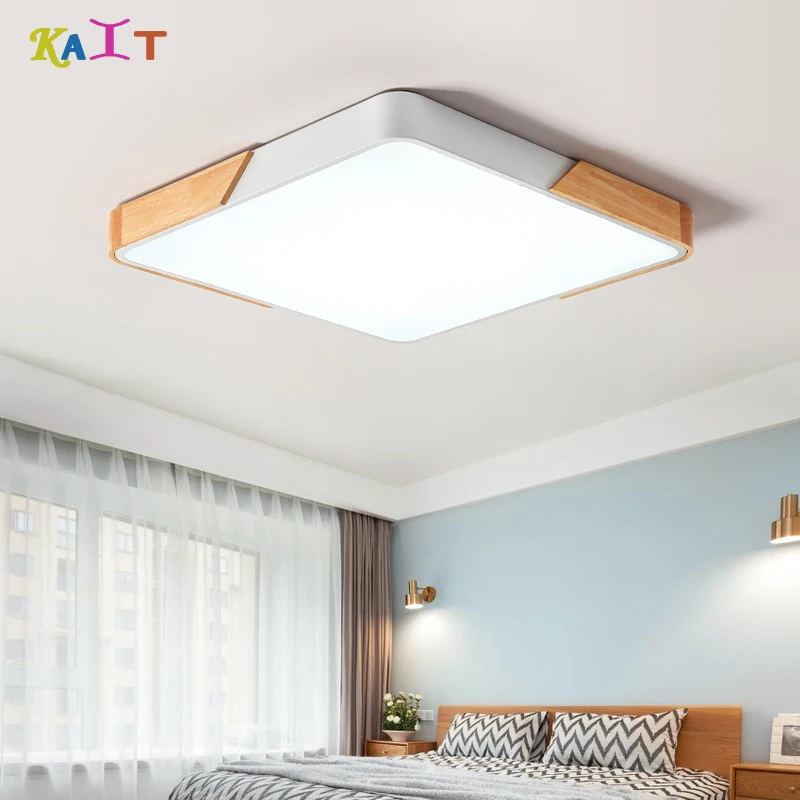 Светильник для гостиной деревянный прямоугольный потолочный светильник