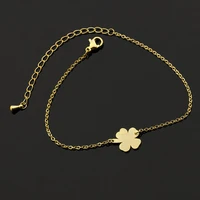 lucky four leaf clover bracelets for women fashion link chain jewelry stainless steel chain friendship flower bracelet femme bff