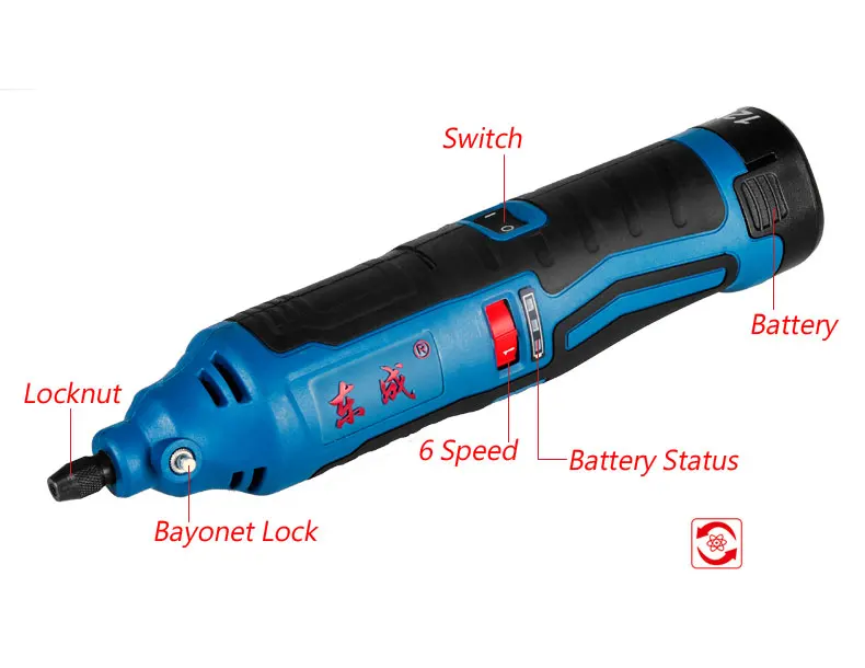 Беспроводная шлифовальная машина с регулируемой скоростью 12 В 6-скоростная