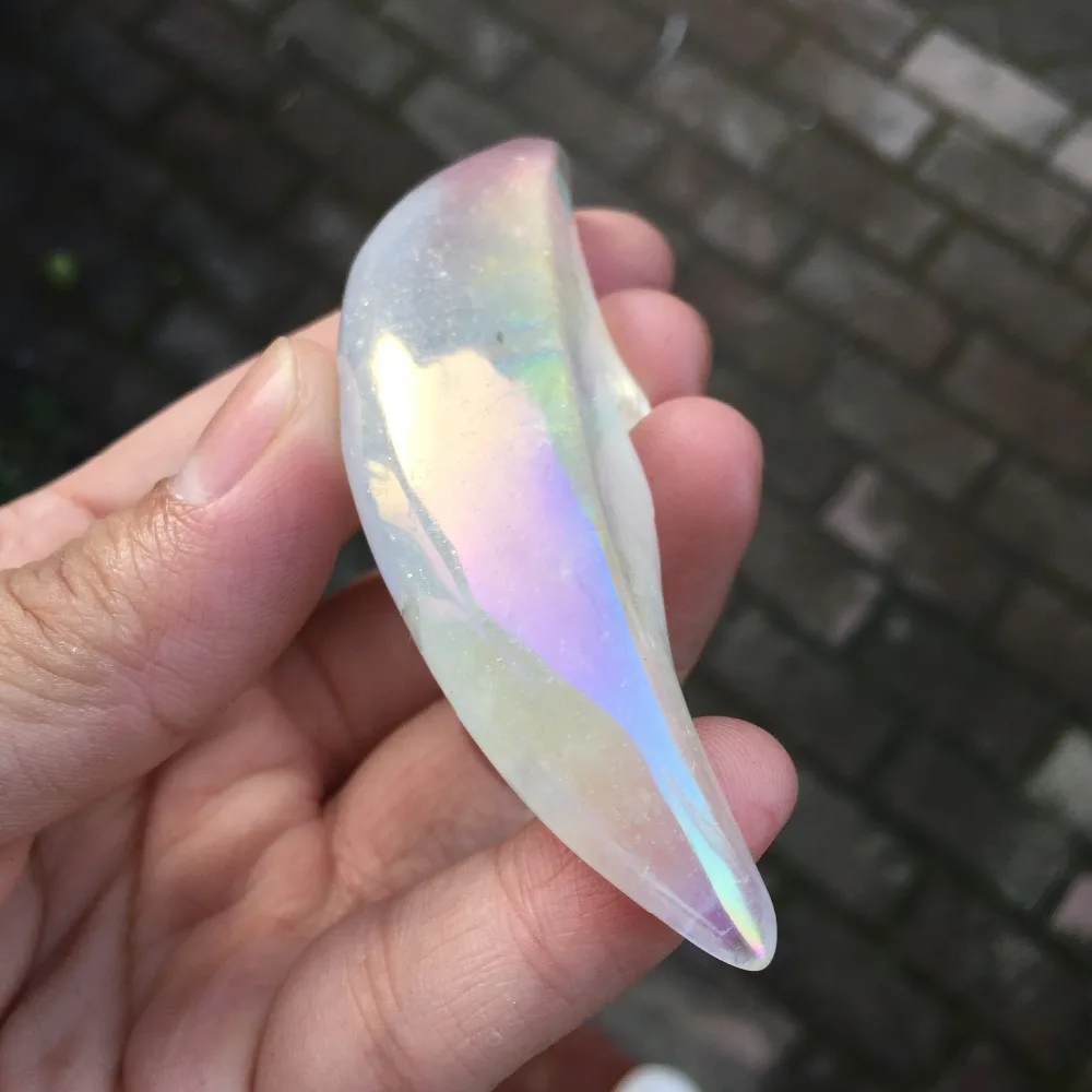 GJ Aura Angel Moons 80 мм дешевая цена маленькие прозрачные кварцевые гальванические