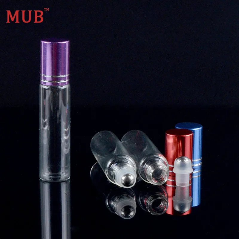 MUB 10 мл 100 шт./лот прозрачная стеклянная бутылка для эфирных масел стальные