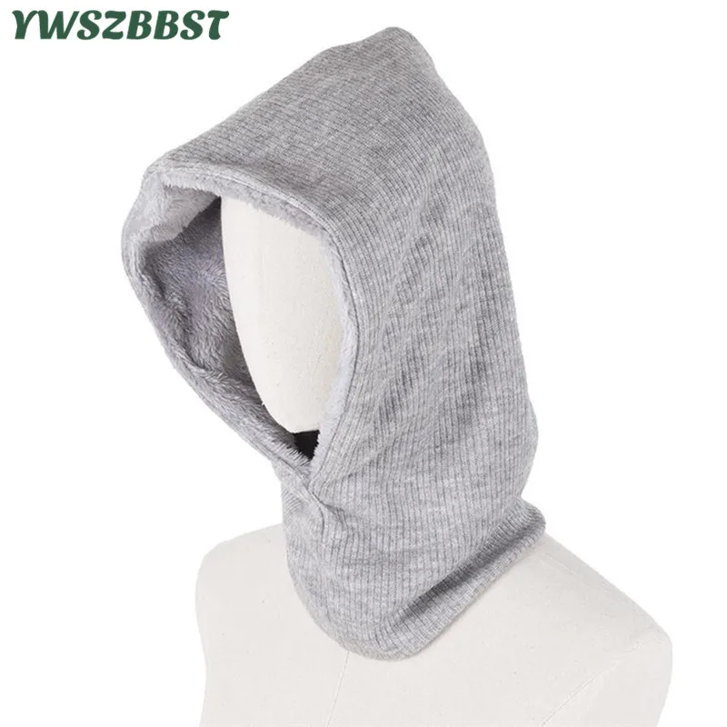

New Fashion Autumn Winter Hooded Hats for Women Men Crochet Velvet Women Hooded Scarf Collar Winter Men Beanies Cap Riding Hat