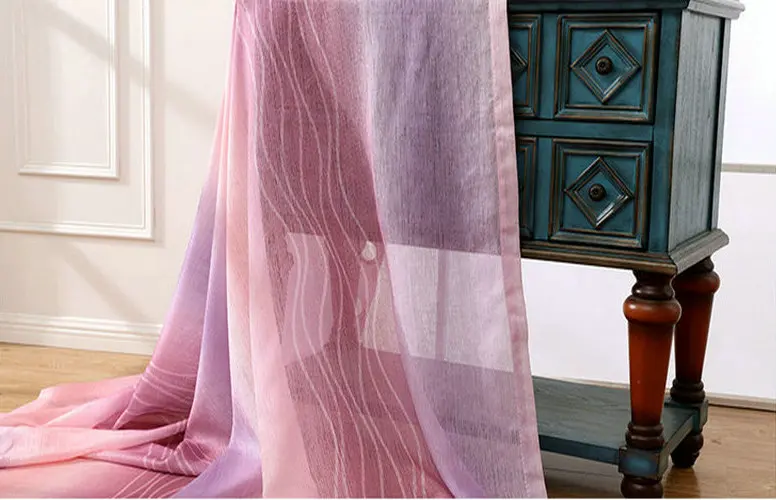 Color No.2 tulle Деревенский хлопок, лен, затемненные шторы, волнистый узор, градиент, романтические шторы, отвесные для гостиной, спальни, обработка окна - Цвет: Color No.2 tulle