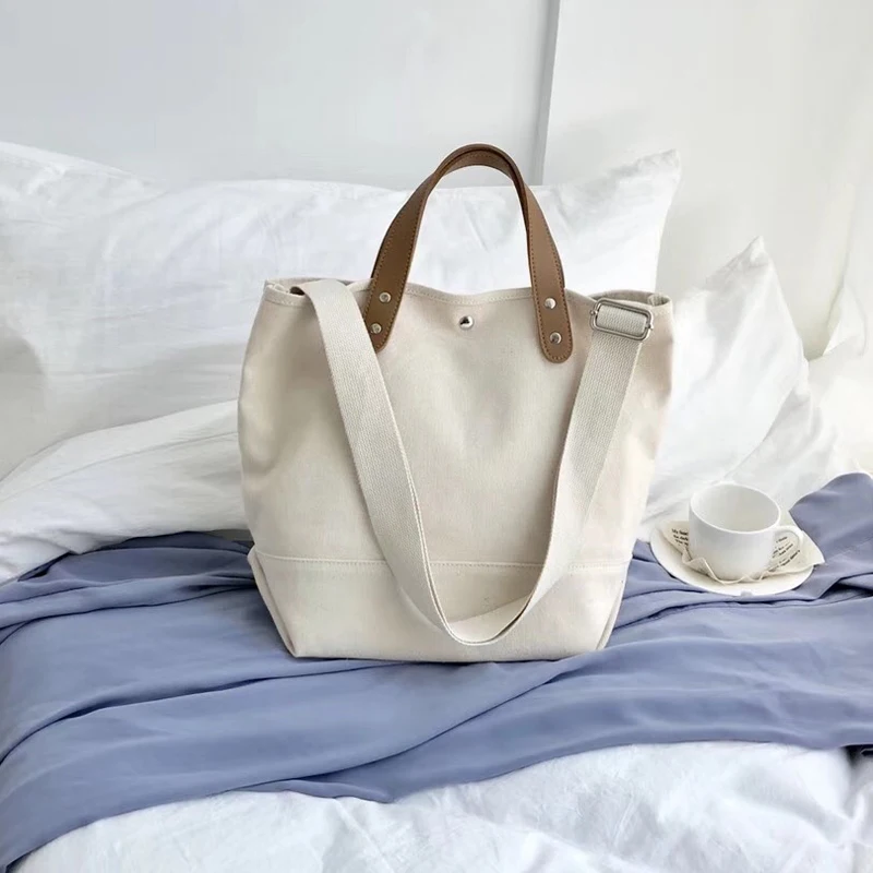 

Canvas Totes Shopping Bag with Zipper Reusable Large Canvas Shopping Bags Foldable Shoulder Bag Casual Beach Handbag for Women