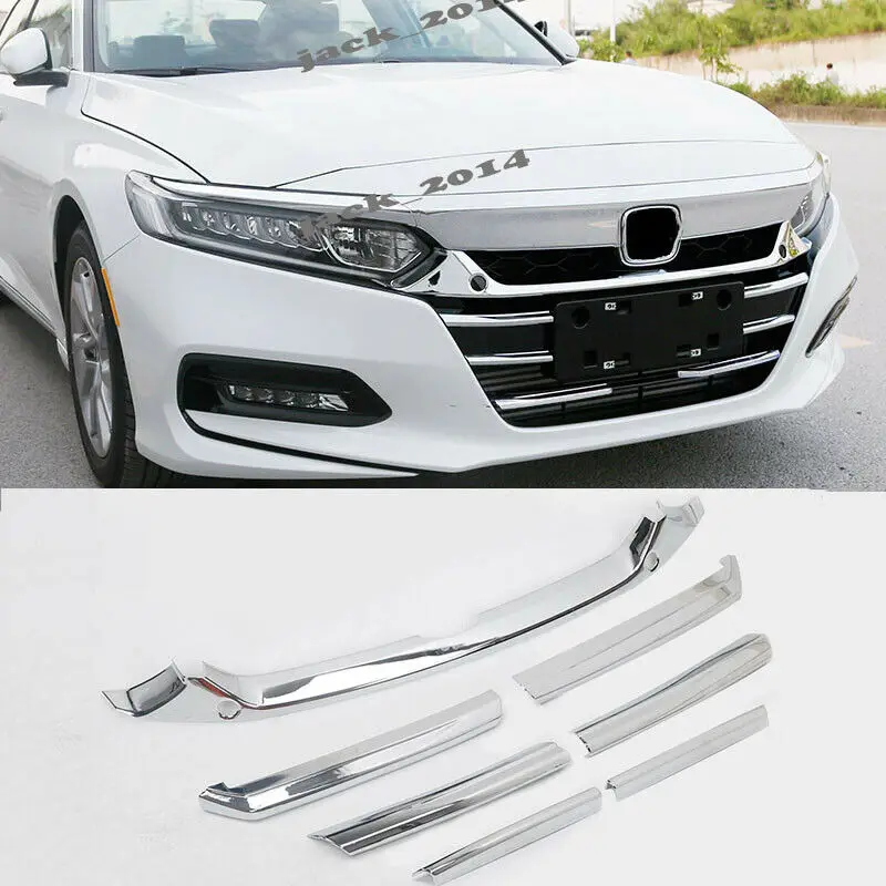 For Honda Accord 2018-2019 Front Bumper Grill Grille Cover Strip Trim ABS Chrome