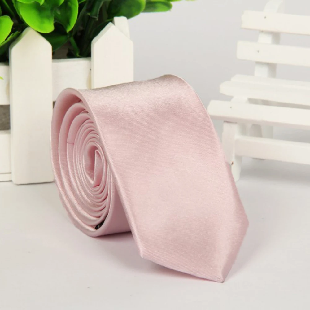 light pink Высококачественный Одноцветный узкий галстук для мужчин s худой тонкий галстук на шею свадебные галстуки 5 см ширина галстуки мужские галстуки - Цвет: light pink