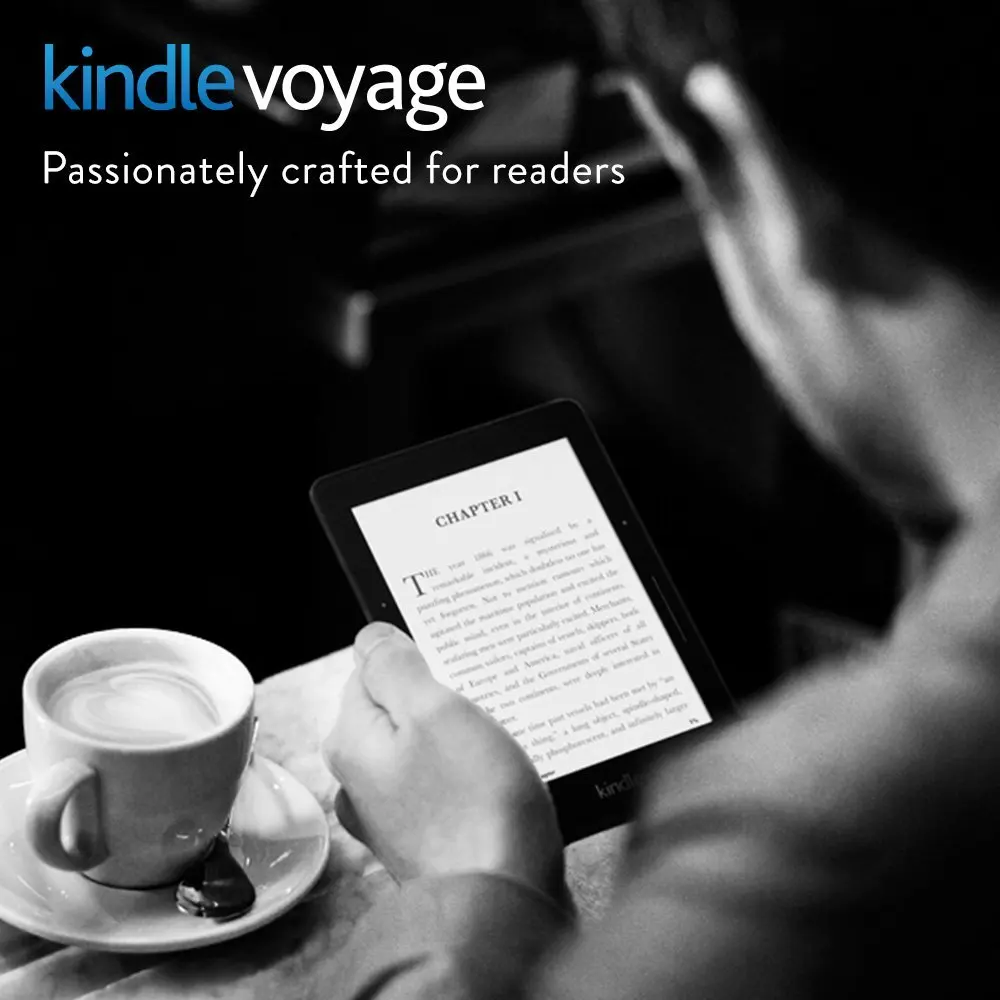 

Электронные книги Kindle Voyage 6 дюймов, дисплей высокого разрешения (300 ppi) с адаптивсветильник чиками PagePress и Wi-Fi