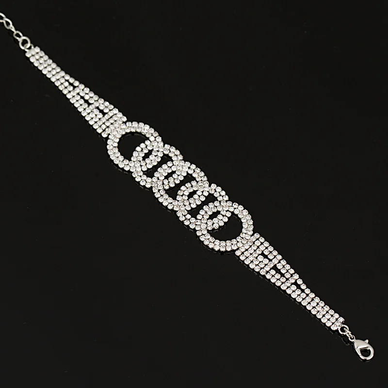 2017 Роскошные браслеты с кристаллами для женщин серебряные и свадебные украшения