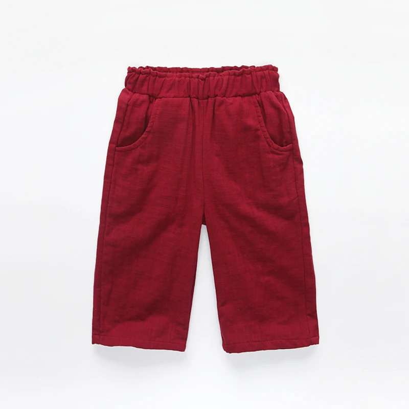 Модные свободные штаны для девочек однотонные хлопковые брюки детей Свободные
