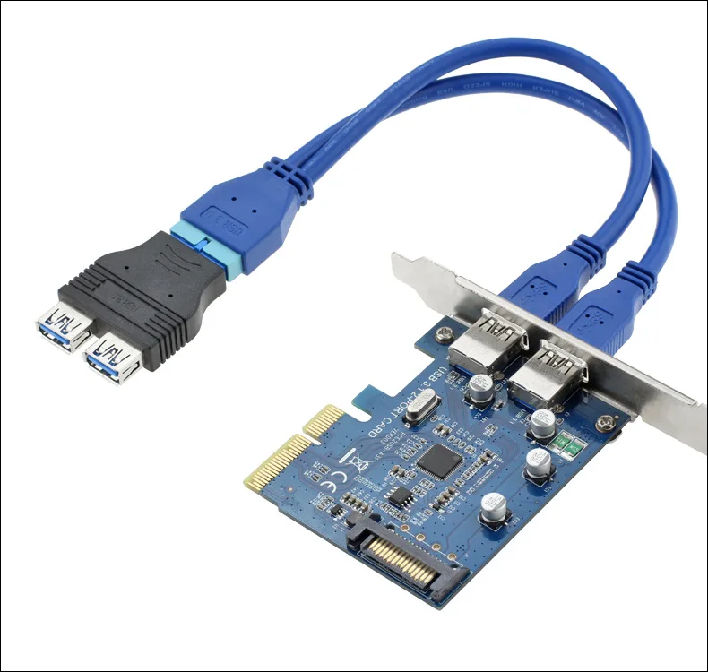 2-портный Dual Порты и разъёмы USB3.0 USB 3 0 Папа-папа материнская плата 20Pin кабель