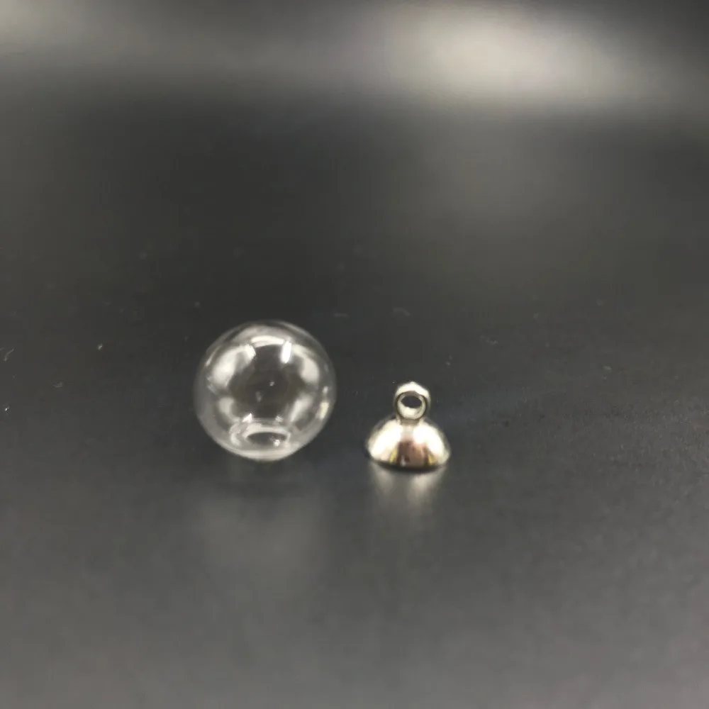 10pcs 10mm mini round ball glass globe with beads cap findings DIY bottle vial pendant necklace cover dome accessory |