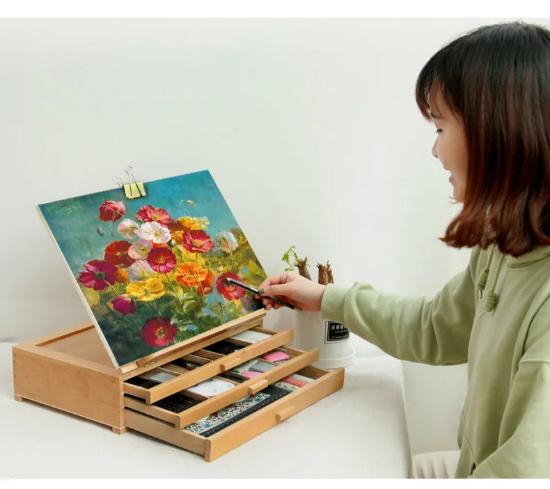 Мольберт Caballete Pintura Трехслойная картина деревянная подставка масляная акварель гуашь живопись мольберт регулируемые товары для рукоделия для художника