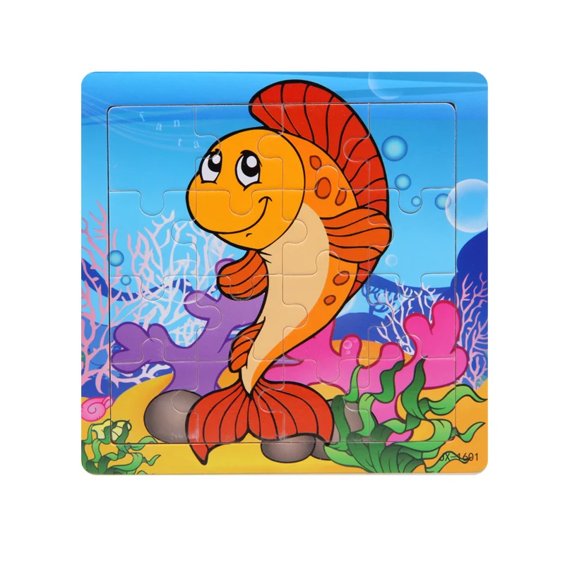 Пазлы с 16 кусочками мультфильмов милые животные деревянная игрушка 3D