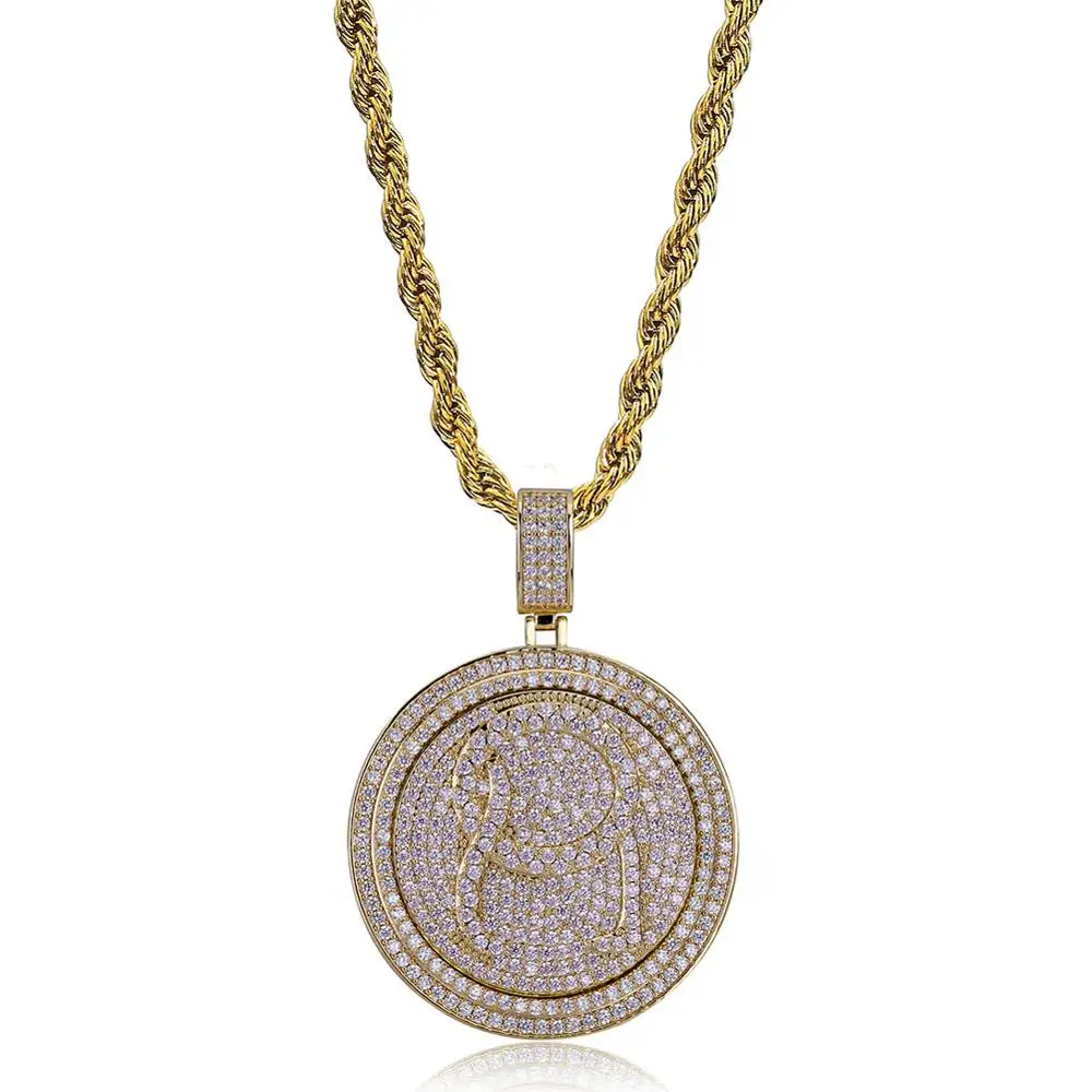 Gold TOPGRILLZ QC Spinner письмо кулон ожерелье Iced Out хип-хоп/панк золотые Серебристые цепи для мужчин CZ ювелирное изделие в подарок с подвесками - Окраска металла: Gold