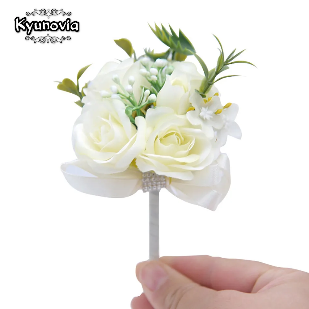 

Kyunovia Ivory Lapel Pin Wedding Buttonhole Boho Groomsman Flower Boutonniere Groom Boutonniere D35