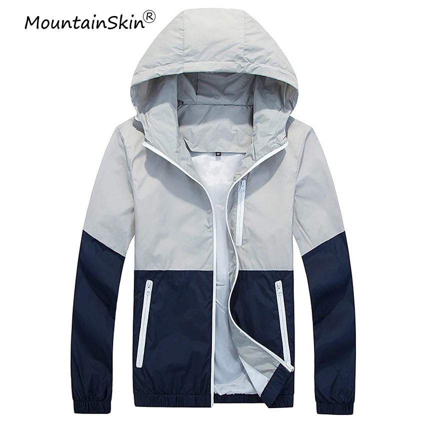 Мужская и Женская куртка Mountainskin быстросохнущая с капюшоном на весну осень