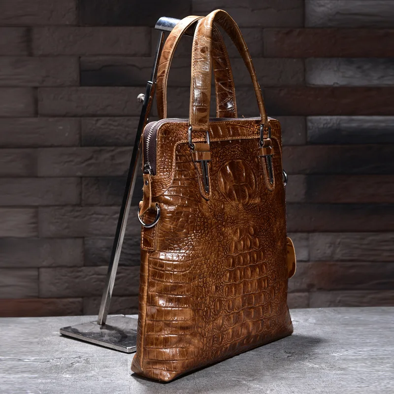 Men's Genuine Leather Messenger Shoulder Bag Business Cowhide Tote Handbag Crocodile pattern Travel Casual Male Cross body Bags