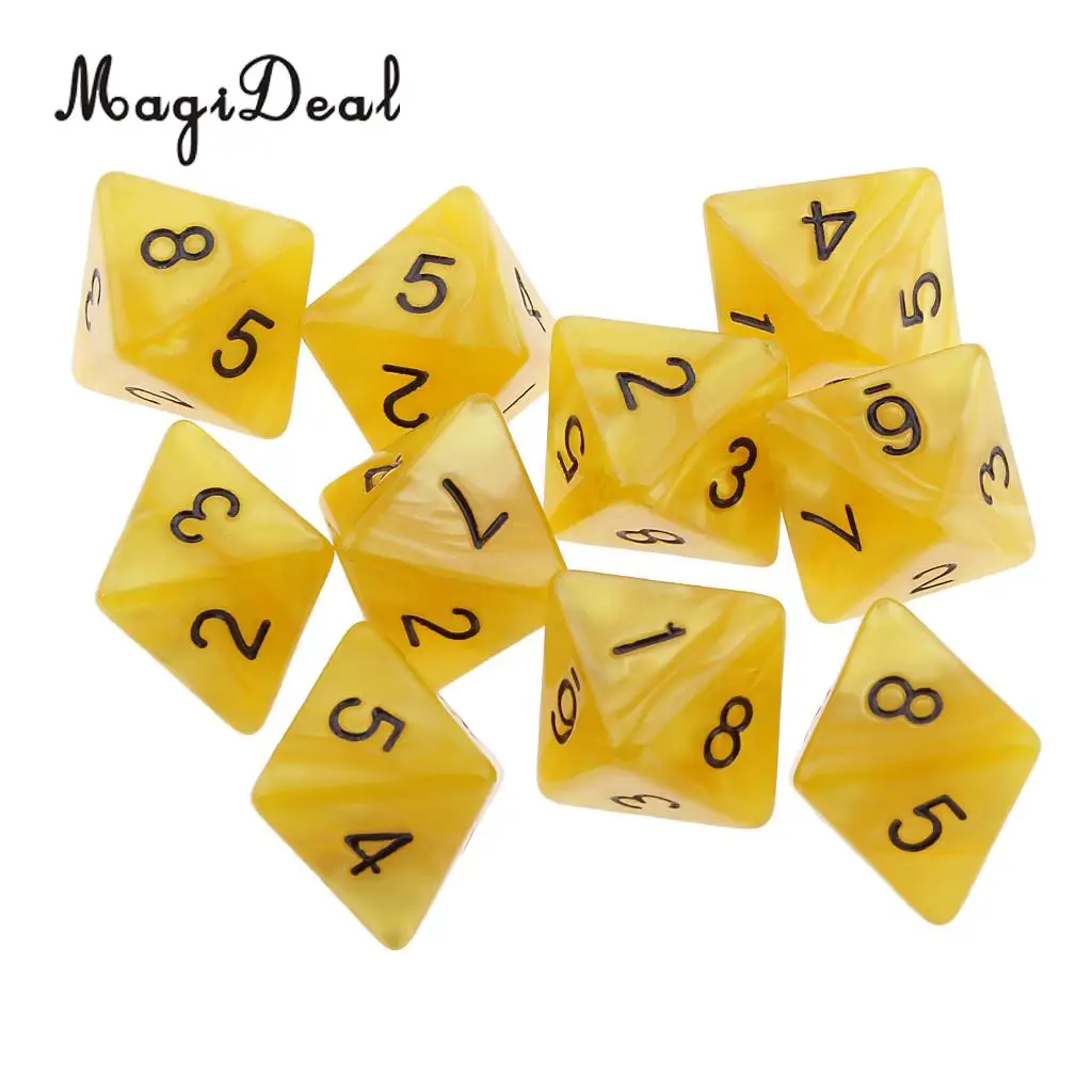 MagiDeal Фирменная новинка 10 шт. 8 кубика D8 многогранные кубики для Подземелья и