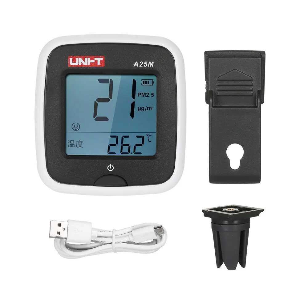 

PM2.5 Detector A25M Portable Air Quality Monitor LCD Gas Analyzer Indoor PM2.5 Tester USB Rechargeable Thermometer
