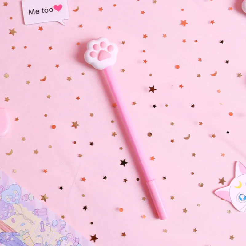 1 шт. гелевые ручки Kawaii cat footprint для письма милые черные чернила ручка подписи