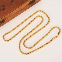 24k gold color filled necklace chain for men and women necklace bracelet gold rope chain necklace high quality