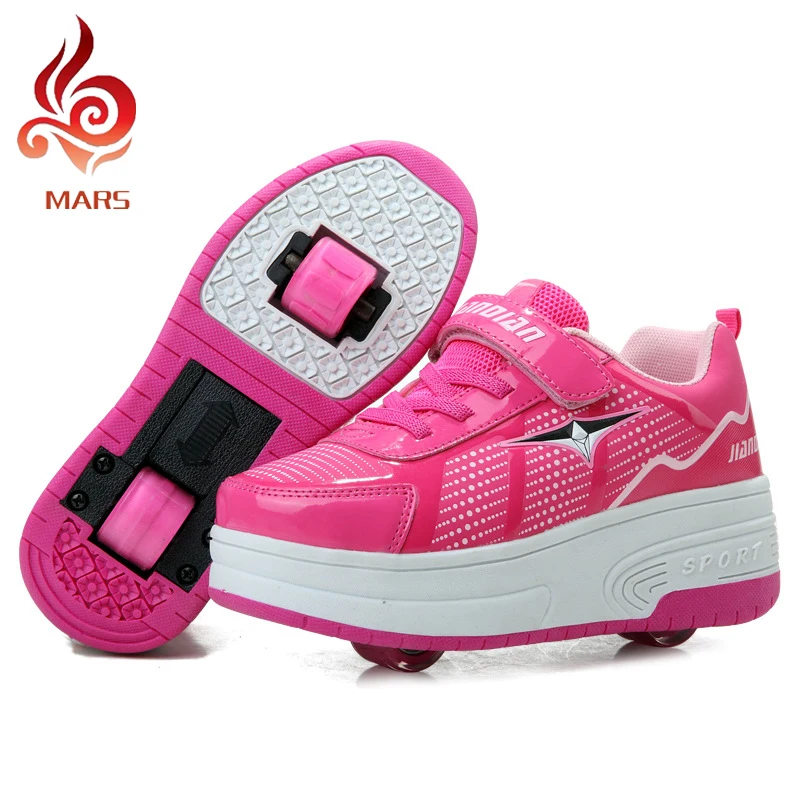Детская обувь Мода Кроссовки С Двойными Колесами Мальчики Роликовых коньках