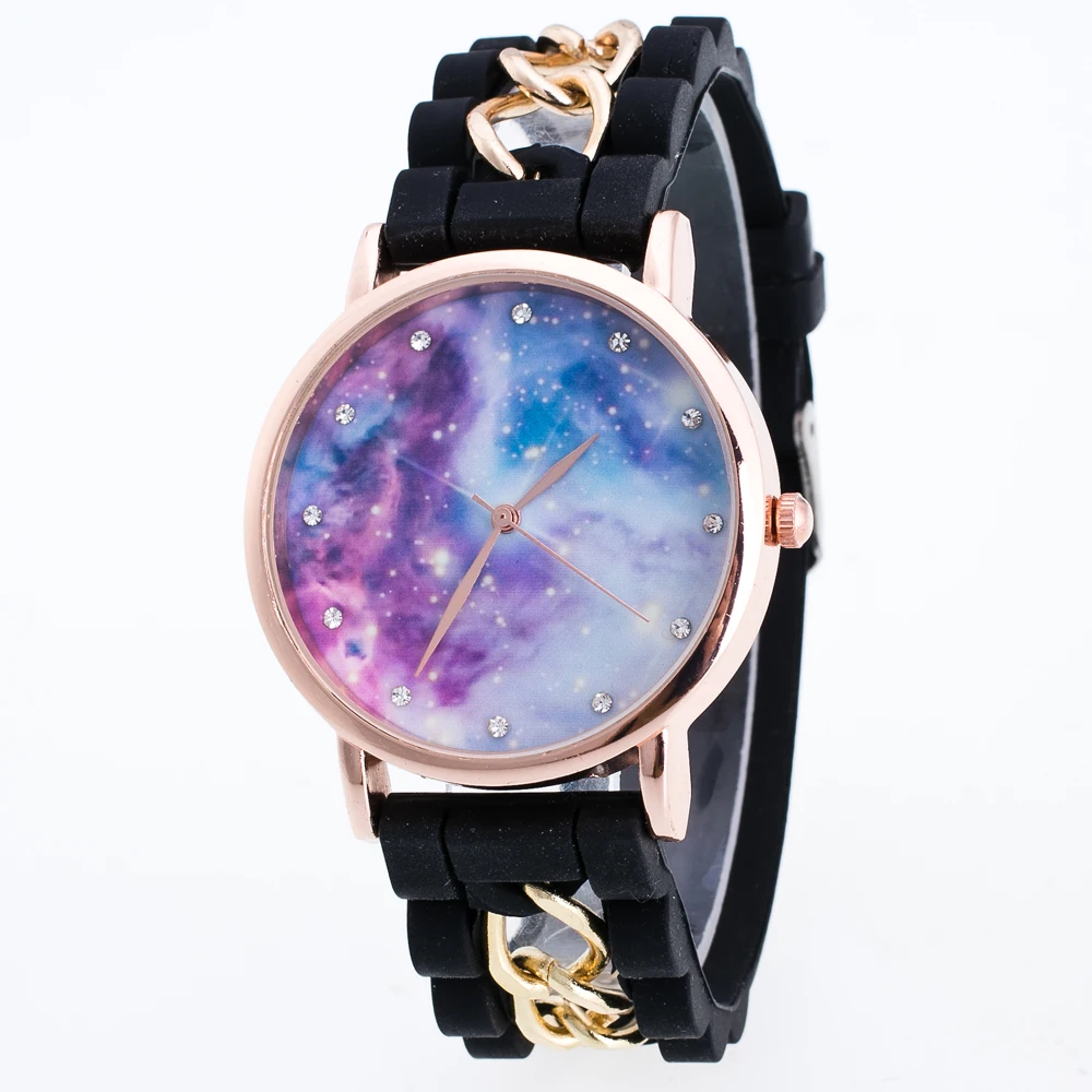 Модные брендовые женские часы для отдыха небесные с круговым циферблатом