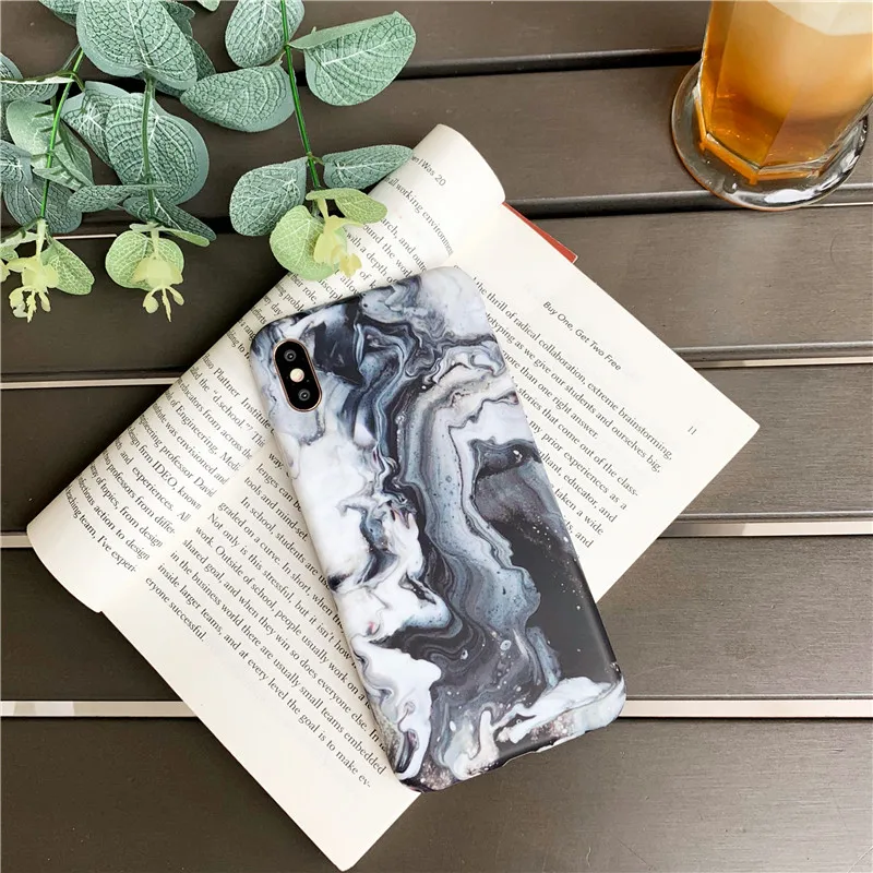 Шикарный рисунок под мраморный камень чехол для телефона iPhone XR XS Max skin X задняя