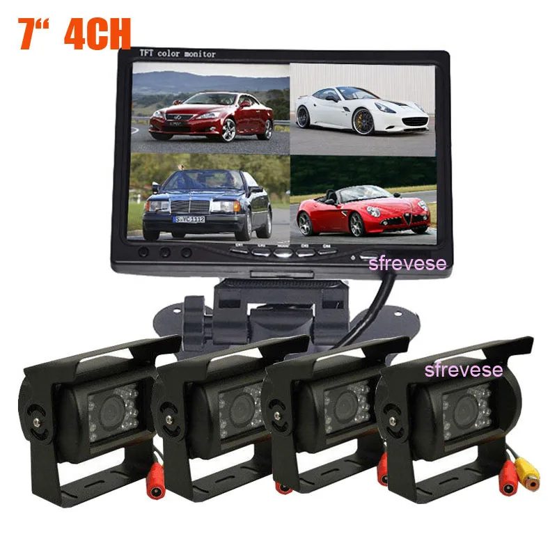 7 &quotLCD 4CH четырехъядерный раздельный монитор Комплект зеркал заднего вида для