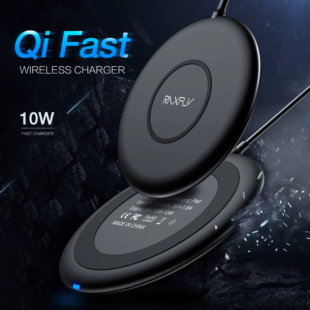 RAXFLY Qi Беспроводное зарядное устройство для iPhone X 8 7 Samsung S10 S9 S8 Водонепроницаемая