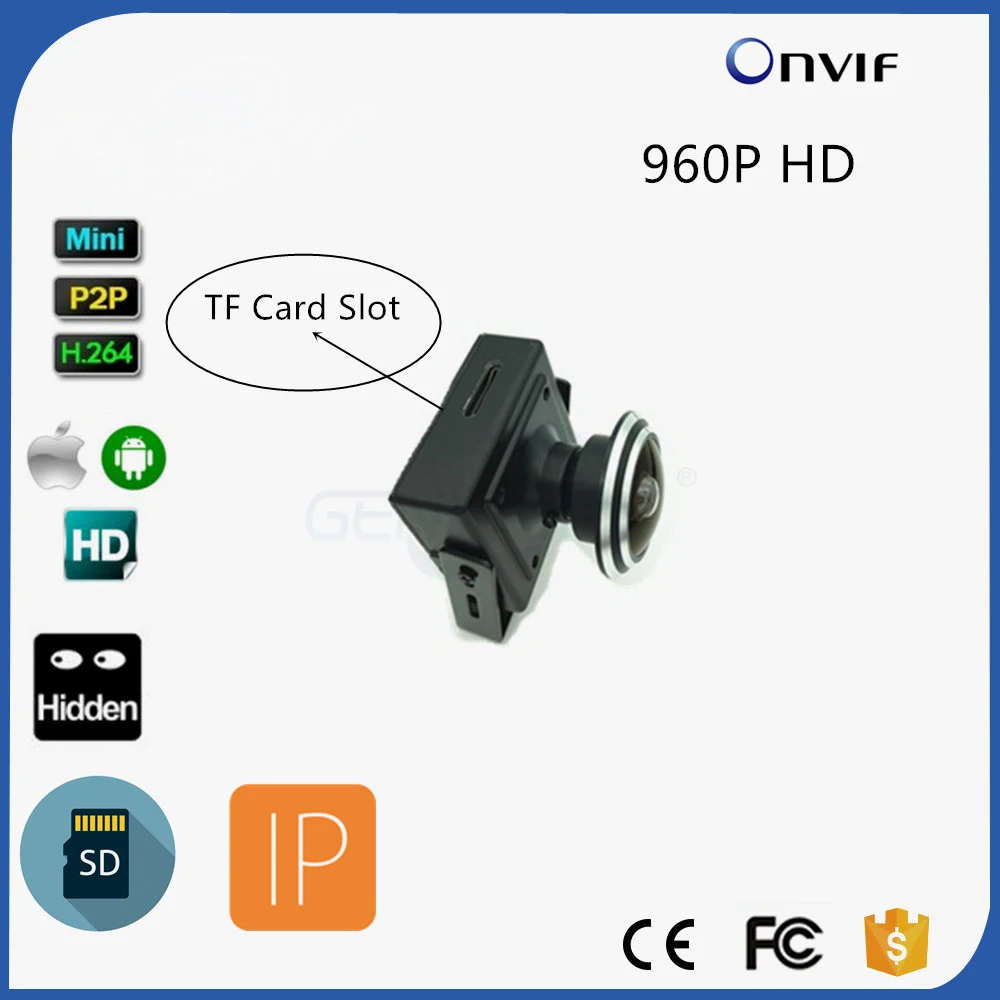 

1.3MP SD & TF Card Camera 960P Micro IP Camera Video Surveillance Wide Angle Security CCTV Camera 1.78MM Fisheye Lens