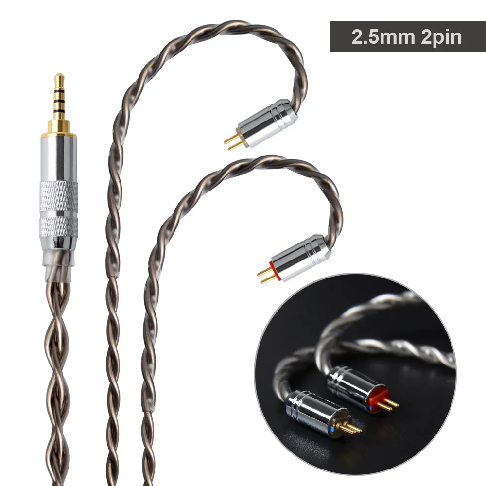 2.5mm plug with 2Pin NICEHCK 7N монокристаллической Медь OCC посеребренный кабель 3,5/2,5/4,4 мм разъем MMCX/2Pin для ZSX C12 TRNV90 NICEHCK NX7 Pro/F3/DB3 - Цвет: 2.5mm plug with 2Pin