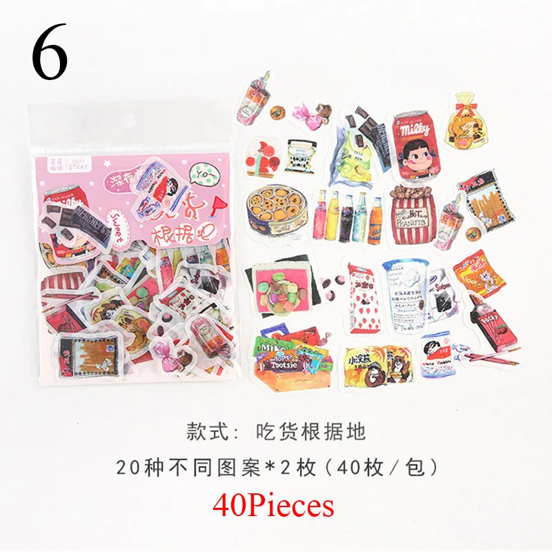 6 40 шт./упак. Новинка Животные цветок стикеры на клейкой основе с adorablestickers милые канцелярские принадлежности настенные наклейки для детской DIY дневник в стиле Скрапбукинг - Цвет: 6