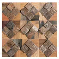 3D natural wood mosaic tile kitchen backsplash tile ancient wood mosaic wall and floor tiles strip old ship wood panels