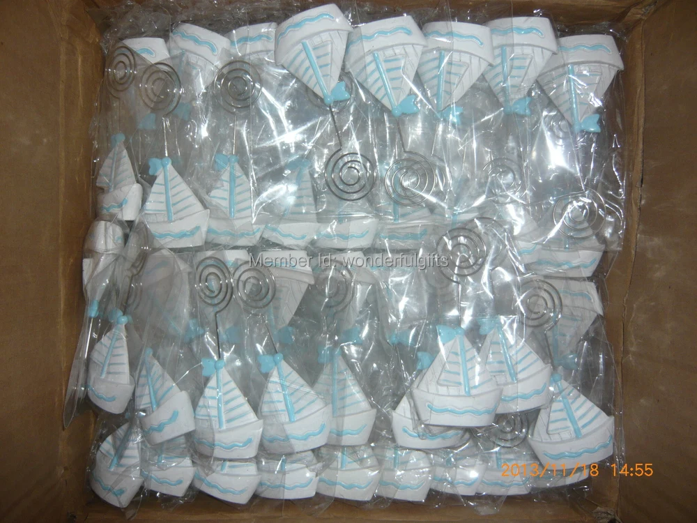 

Free shipping Factory directly sale 100PCS/LOT wedding favor Resin Sailboat place card holder favor