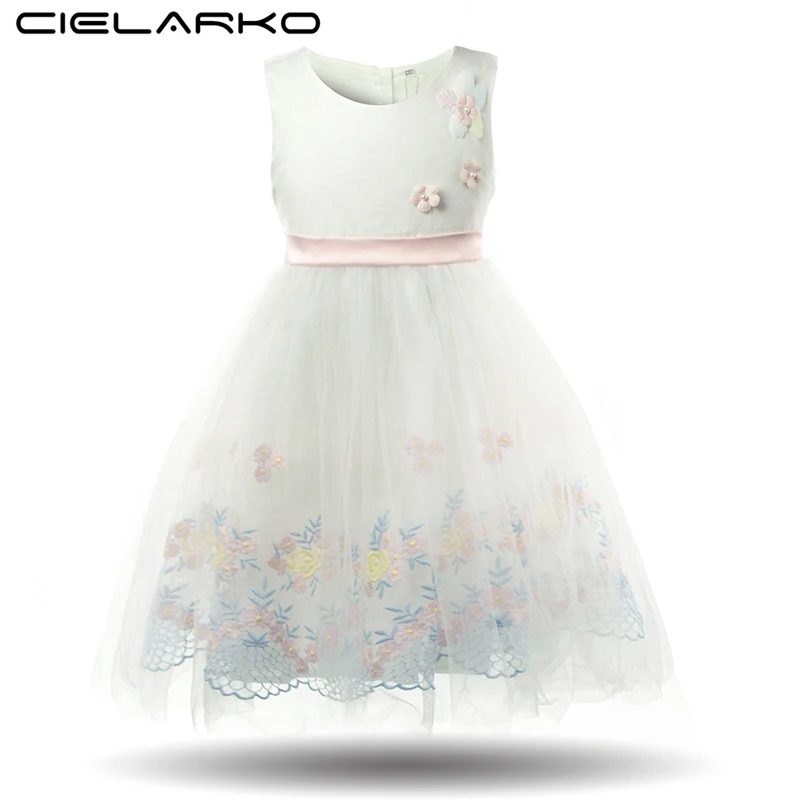 Cielarko Formal Girls Dress Flower Princess Party Kids Dresses 2018 Fancy Baby Frocks Tulle Children Clothes Girl Summer Outfits | Детская