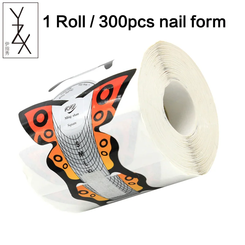 Orangee Butterfly YZX 1 рулон, 300 шт/500 шт, Профессиональная форма для наращивания ногтей, французские акриловые УФ-гелевые наконечники, руководство по изготовлению, трафаретная наклейка, инструменты для дизайна ногтей - Цвет: Orangee Butterfly