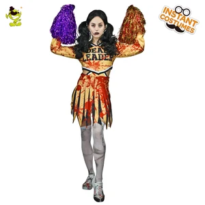 Костюм черлидера зомби для взрослых, страшные спортивные костюмы зомби на Хэллоуин, страшный кровавый костюм для косплея