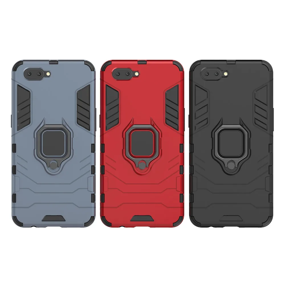 For Oppo A3s Case Cover Silicone Tpu And Hard Pc Ultra Luxury Armor Shockproof Metal Ring Holder | Мобильные телефоны и