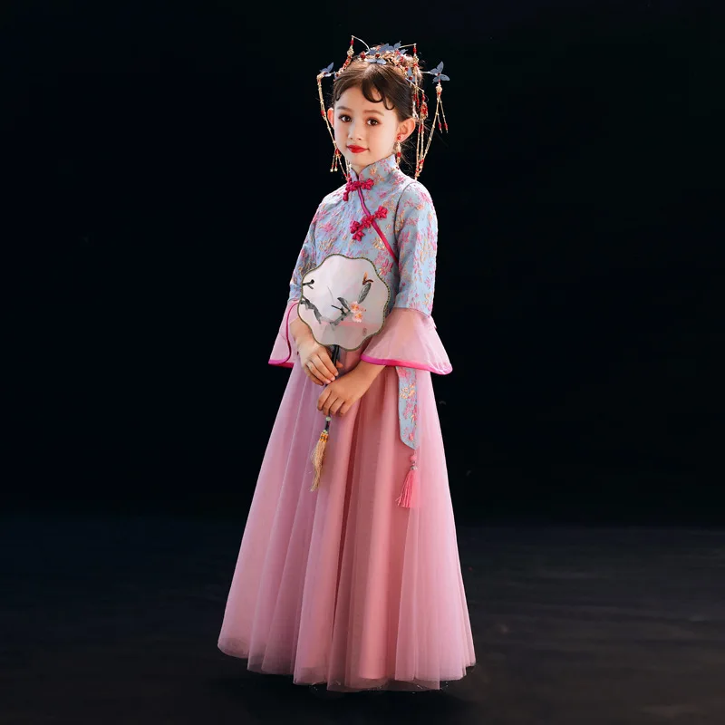 Caustom made Chinese style stand collar embroidery ball gown dress children girls party | Детская одежда и обувь