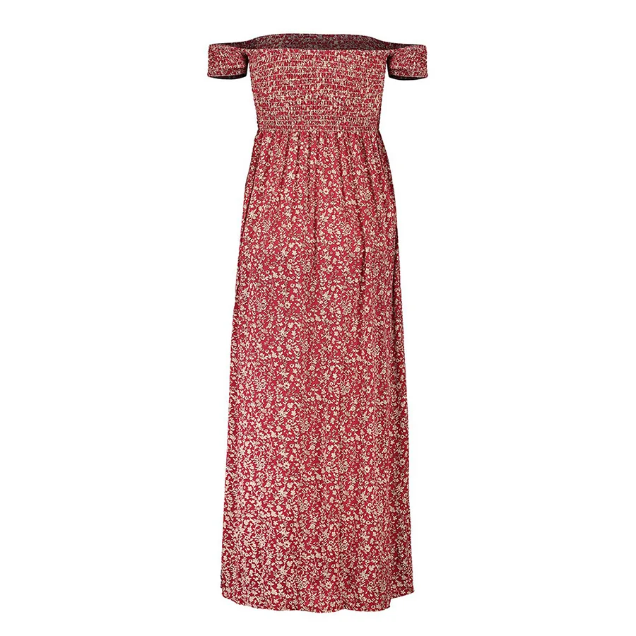 2017 Сексуальная с плеча Пляжное длинное платье винтажные плиссированные Лето