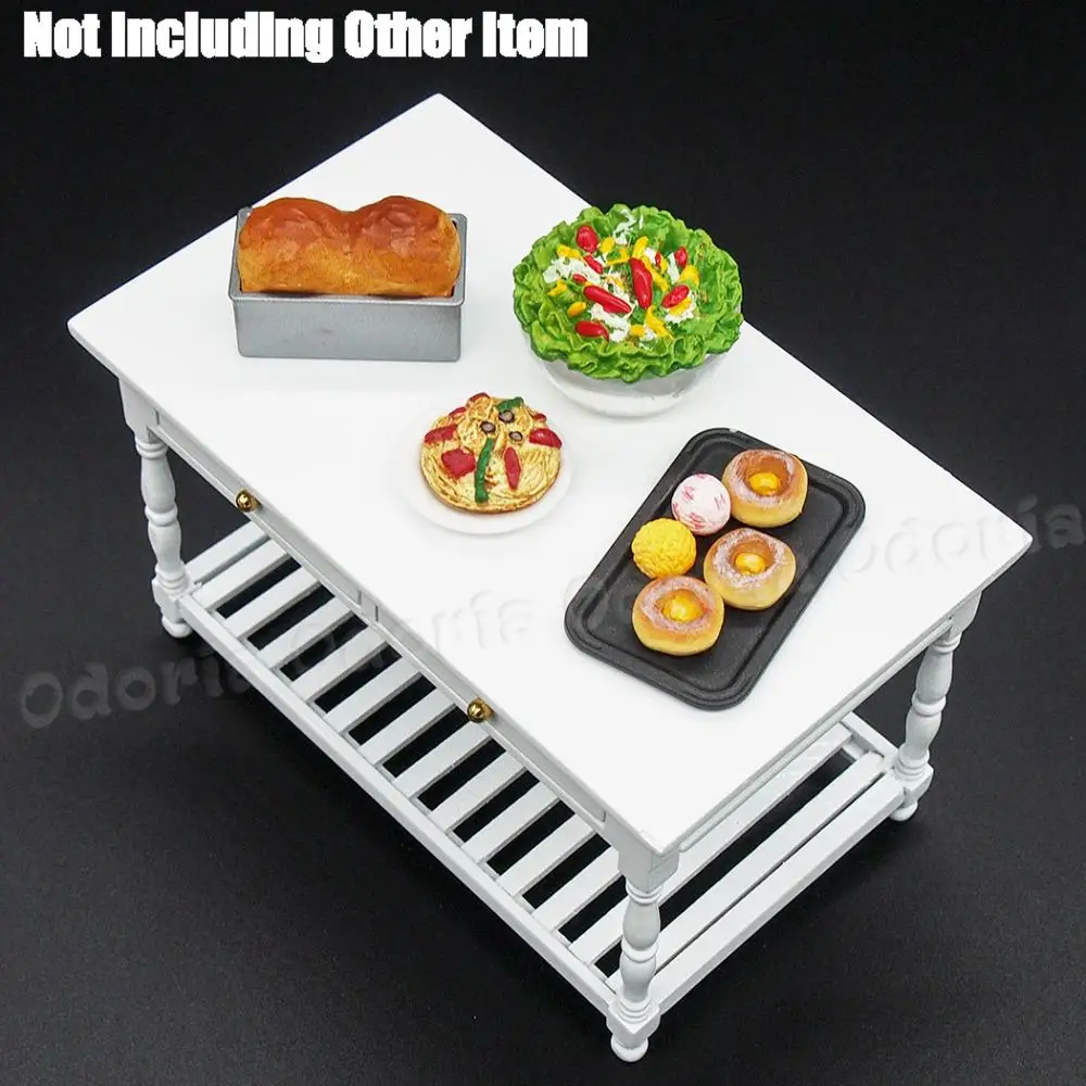 Миниатюрный деревянный белый стол Odoria 1:12 с 2 рабочих ящиками мебель для шкафа