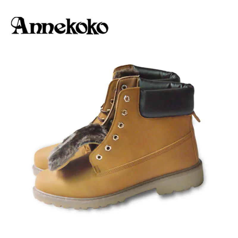 Толстые Теплые мужские Кожаные Древесины Сапоги Зимняя Обувь С Мехом 2017A/W Замши