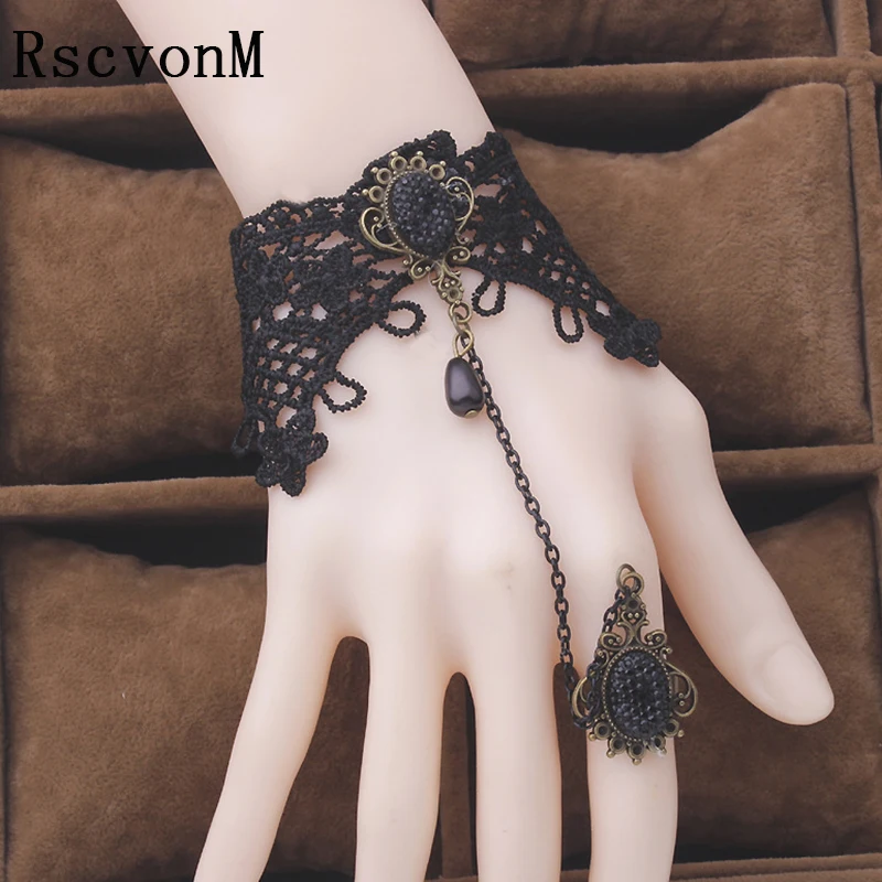 Женские винтажные готические браслеты из черного кружева|women big bracelet|big braceletbig women