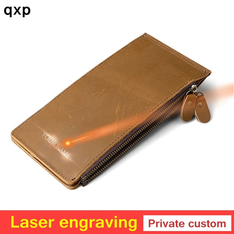 

Мужской кошелек Crazy Horse из коровьей кожи, длинный бумажник на молнии, дизайнерский держатель для мелочи