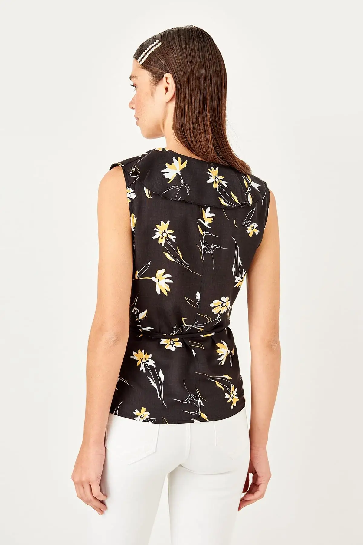 Trendyol черная шнуровка detayli Bluz TWOSS19XM0295 |